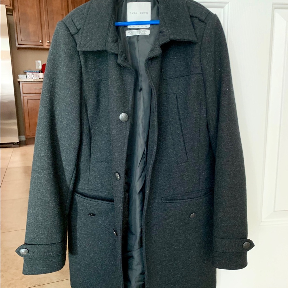 Boys Zara trench over coat wool size 11/12 new
